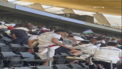 اشتباكات بين جماهير الزمالك وستيلينبوش وتدخل الأمن (فيديو)